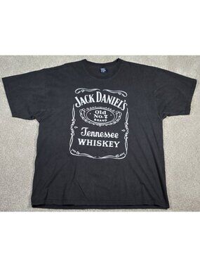 Jack Daniels Vintage 2002 Short Sleeve Black Tee Shirt Russia Made Men 2XL Rare